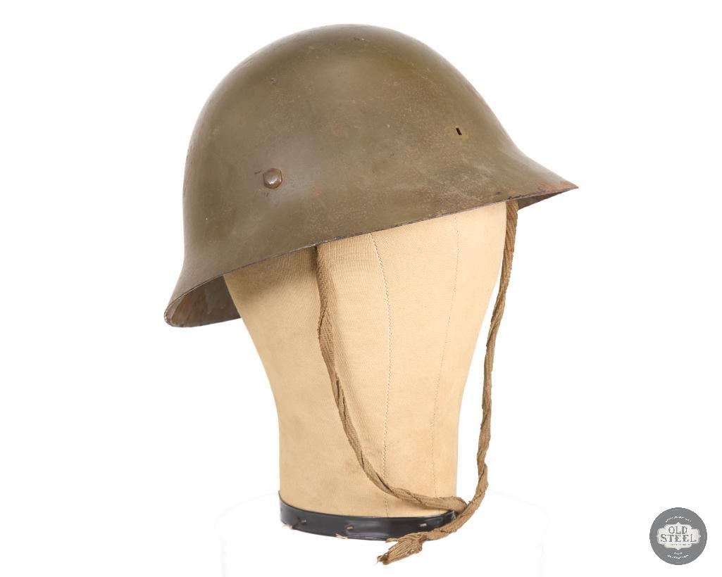 Original Japanese WWII Steel Helmet with Cloth Liner and Chinstrap (1 of 6)