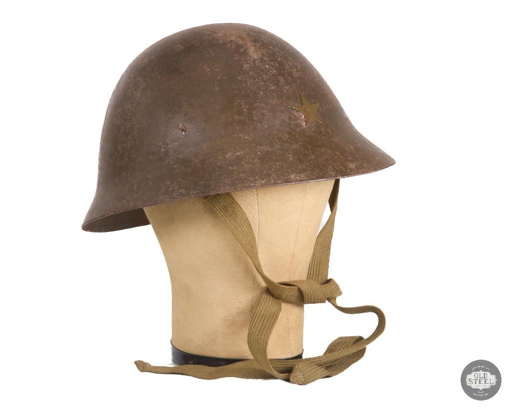 Original Japanese WWII Steel Helmet with Star Badge, Liner and Chinstrap: Original Japanese WWII Steel Helmet with Star Badge, Liner and Chinstrap THIS ITEM IS AS PICTURED WITH NO FURTHER ATTACHMENTS. ALL SALES ARE FINAL. PL