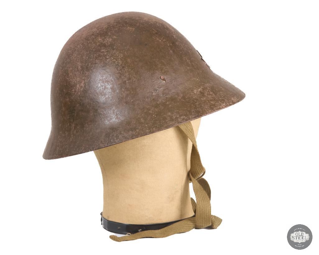 Original Japanese WWII Steel Helmet with Star Badge, Liner and Chinstrap - 3