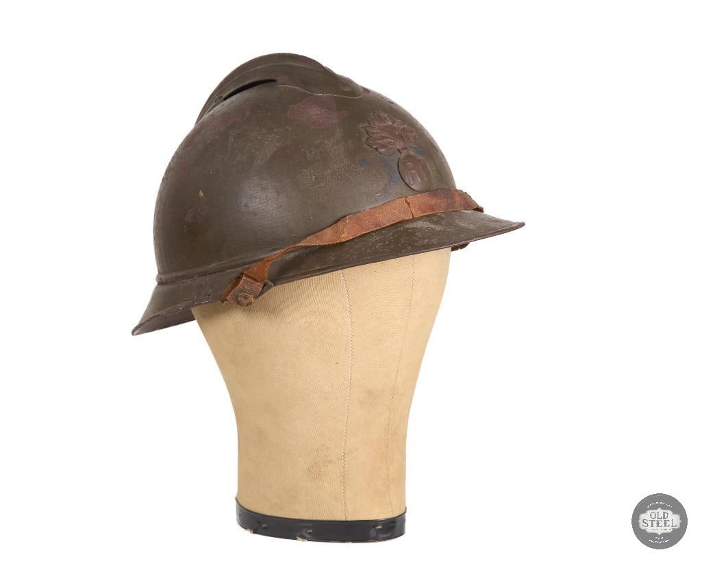 Original French Infantry Adrian Helmet with Liner and Chinstrap (1 of 5)