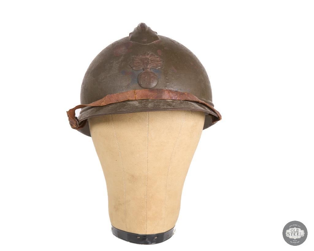 Original French Infantry Adrian Helmet with Liner and Chinstrap - 2