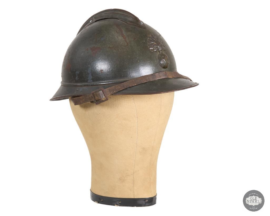 Original French Infantry Adrian Helmet with Liner and Chinstrap (1 of 6)