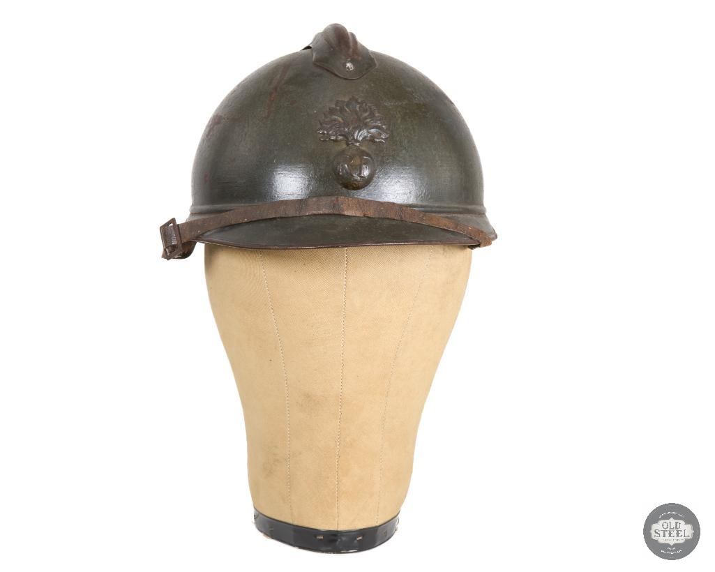 Original French Infantry Adrian Helmet with Liner and Chinstrap - 2