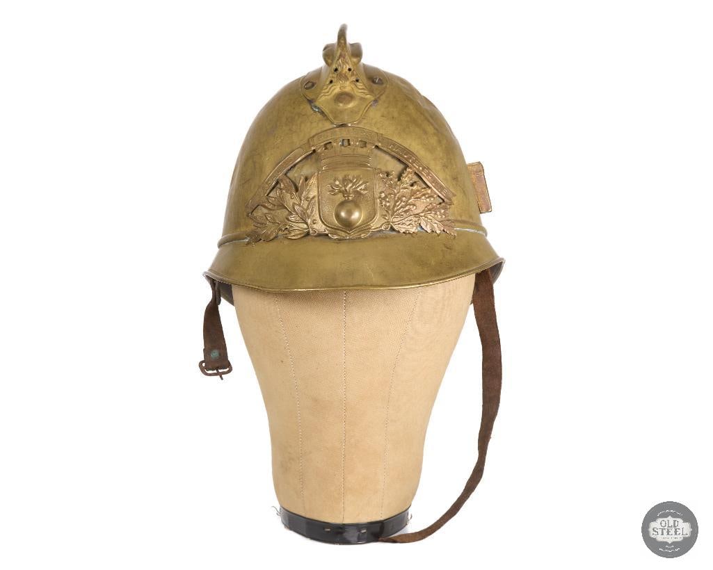 Original French WWI Adrian Brass Fire Helmet - 2