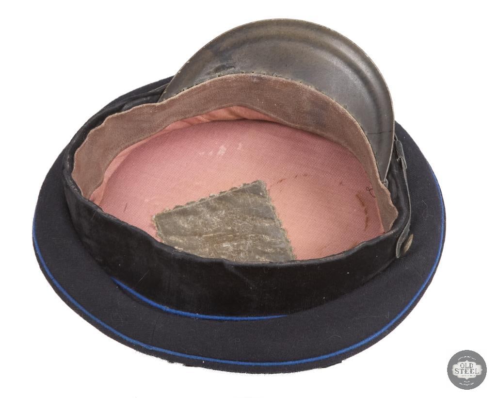 Soviet Visor Cap - Black Wool Blue Piping - 5