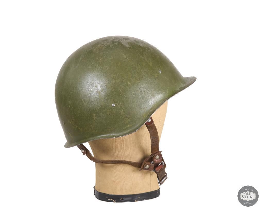 Soviet SSH40 Steel Helmet with East German Style Leather Chinstrap - 2