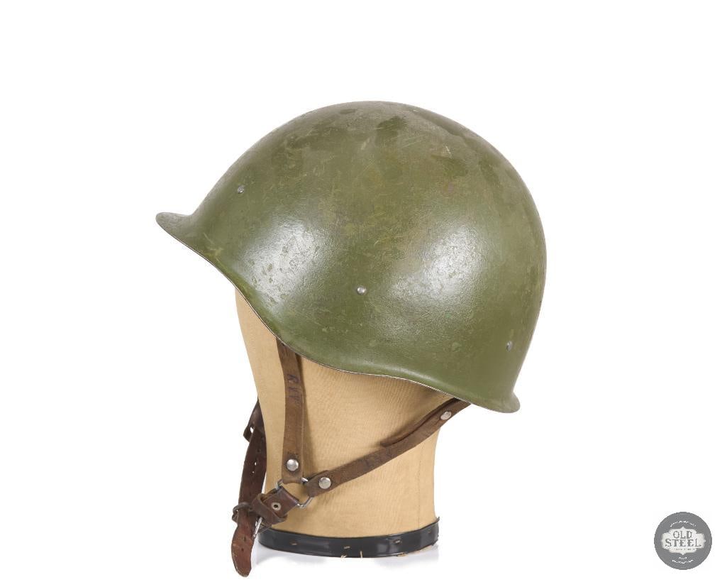 Soviet SSH40 Steel Helmet with East German Style Leather Chinstrap - 3