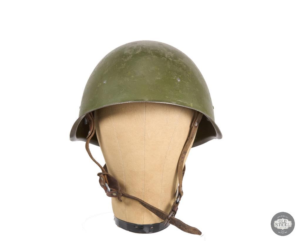 Soviet SSH40 Steel Helmet with East German Style Leather Chinstrap - 4