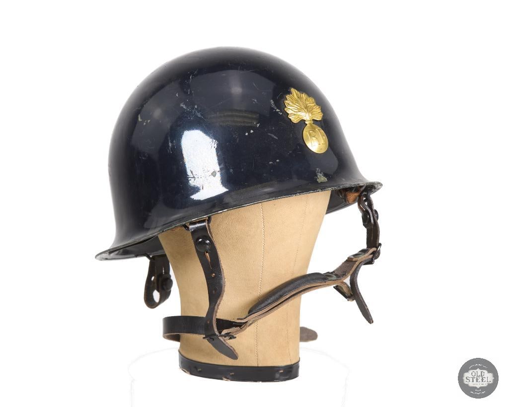 French M51 Dark Blue High Gloss Parade Helmet: French M51 Dark Blue High Gloss Parade Helmet THIS ITEM IS AS PICTURED WITH NO FURTHER ATTACHMENTS. ALL SALES ARE FINAL. PLEASE REFER TO THE AUCTION DESCRIPTION, LOT #1 DESCRIPTION AND