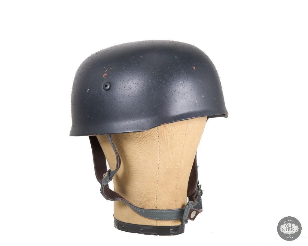 Post-War East German M38 Fallschirmjager Paratrooper Helmet with Liner and Chinstrap: Post-War East German M38 Fallschirmjager Paratrooper Helmet with Liner and Chinstrap. THIS ITEM IS AS PICTURED WITH NO FURTHER ATTACHMENTS. ALL SALES ARE FINAL. PLEASE REFER TO THE AUCTION