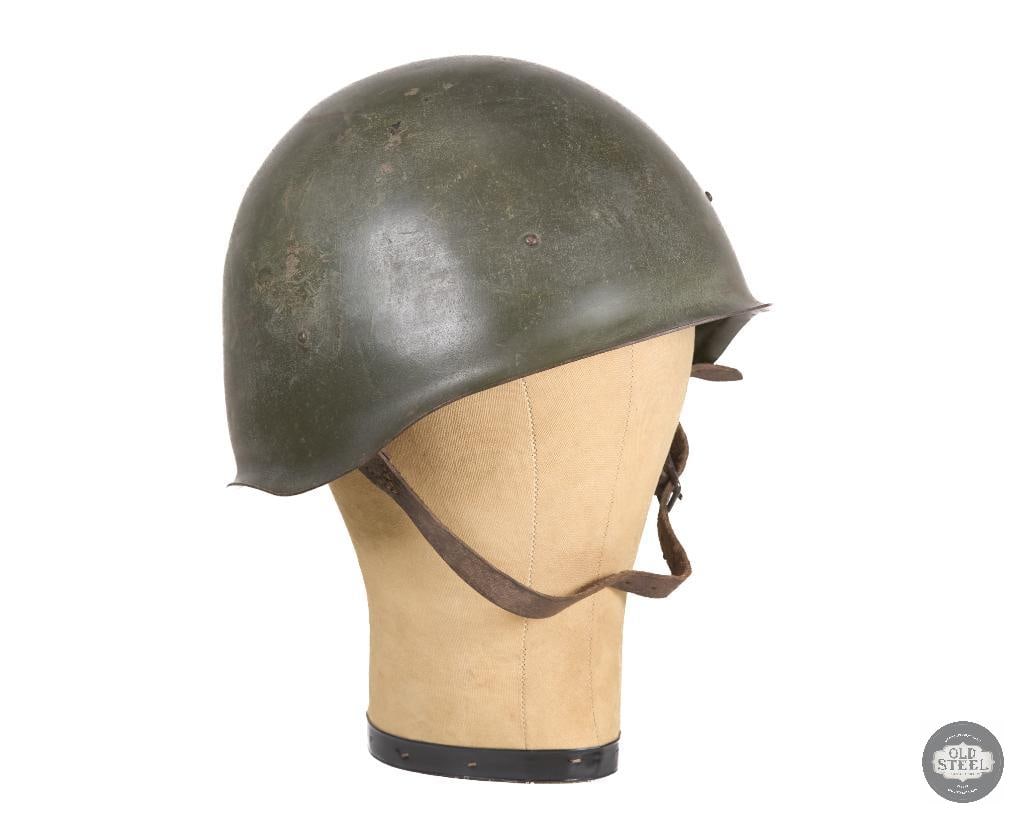 Soviet Ssh40 Helmet with Canvas Pads and Leather Chinstrap WWII: Soviet Ssh40 Helmet with Canvas Pads and Leather Chinstrap WWII THIS ITEM IS AS PICTURED WITH NO FURTHER ATTACHMENTS. ALL SALES ARE FINAL. PLEASE REFE
