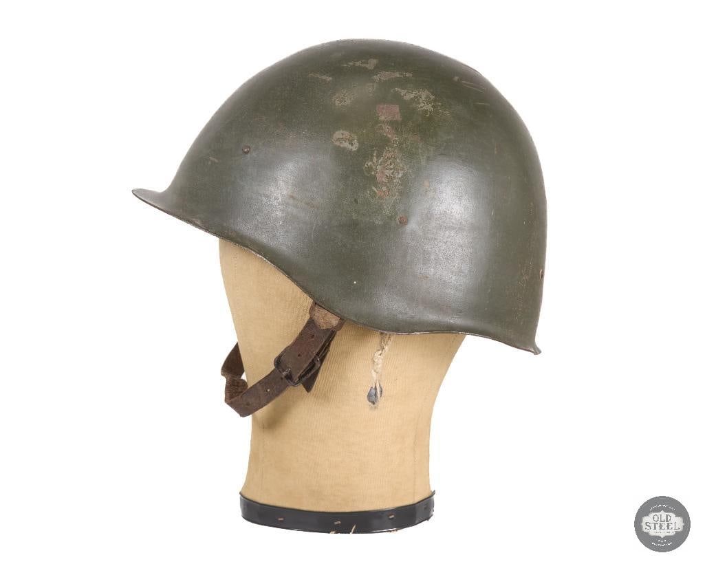 Soviet Ssh40 Helmet with Canvas Pads and Leather Chinstrap WWII - 4