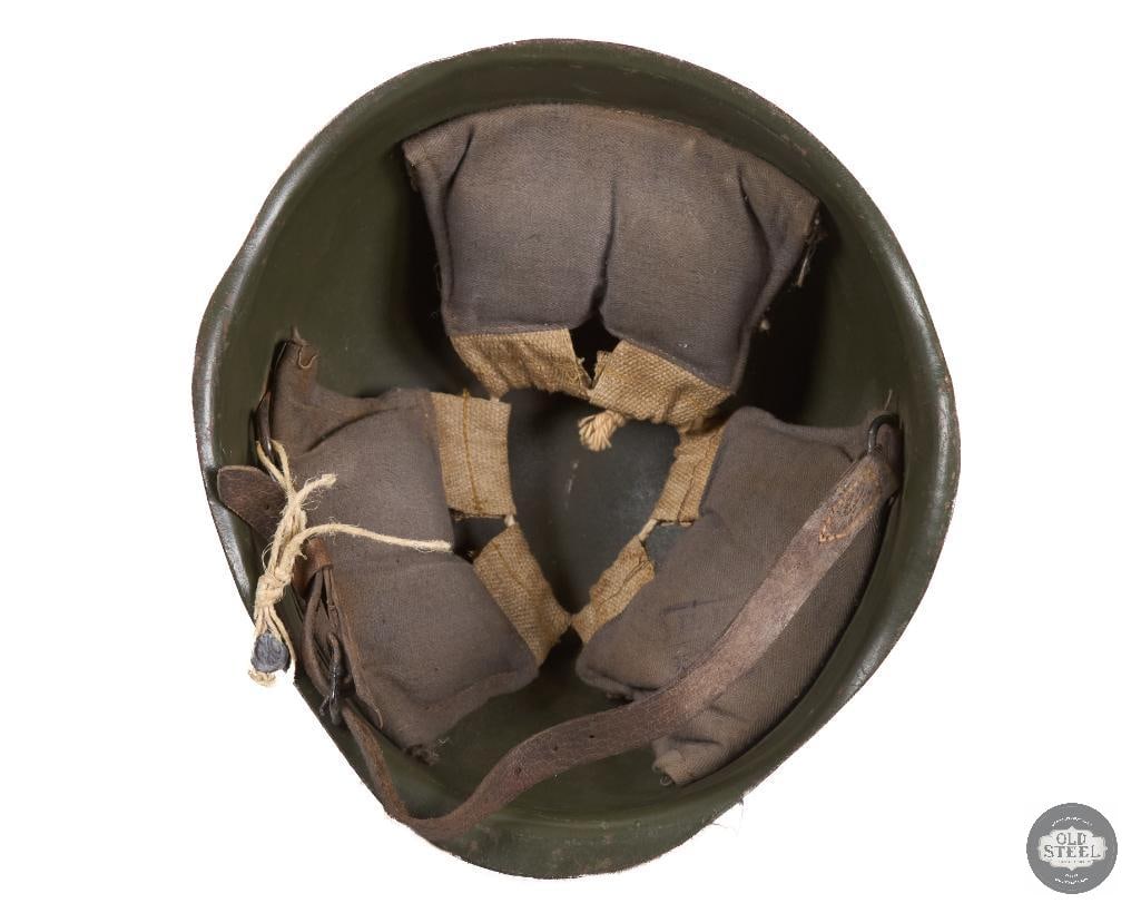 Soviet Ssh40 Helmet with Canvas Pads and Leather Chinstrap WWII - 5