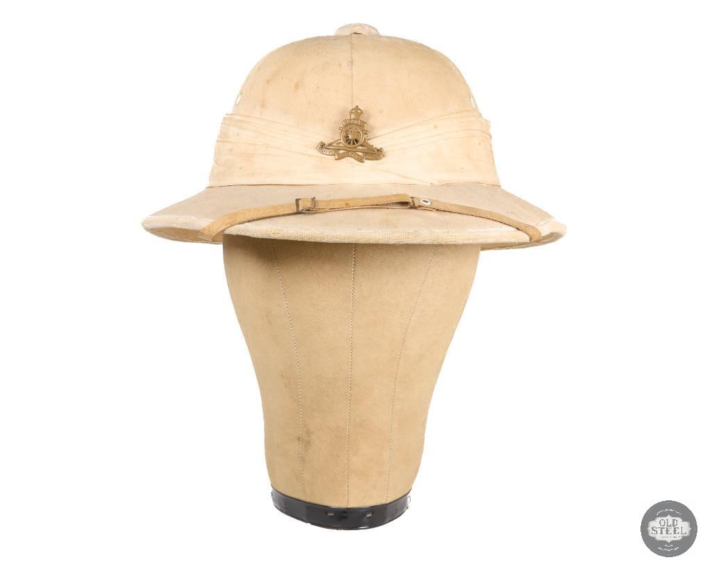 British WWII 5th Searchlight Regiment Royal Artillery Pith Sun Hat - 2