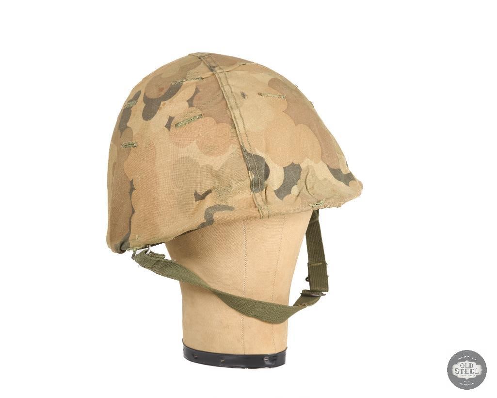 US Korean War M1 Mitchel Helmet with CAPAC 1950s Liner and Reversible Camo Cover: US Korean War M1 Mitchel Helmet with CAPAC 1950s Liner and Reversible Camo Cover THIS ITEM IS AS PICTURED WITH NO FURTHER ATTACHMENTS. ALL SALES ARE FINAL. PLEASE REFER TO THE AUCTION