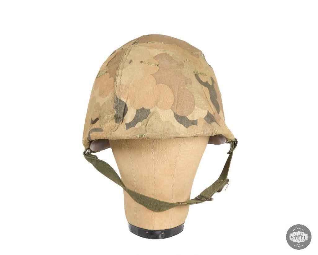 US Korean War M1 Mitchel Helmet with CAPAC 1950s Liner and Reversible Camo Cover - 2