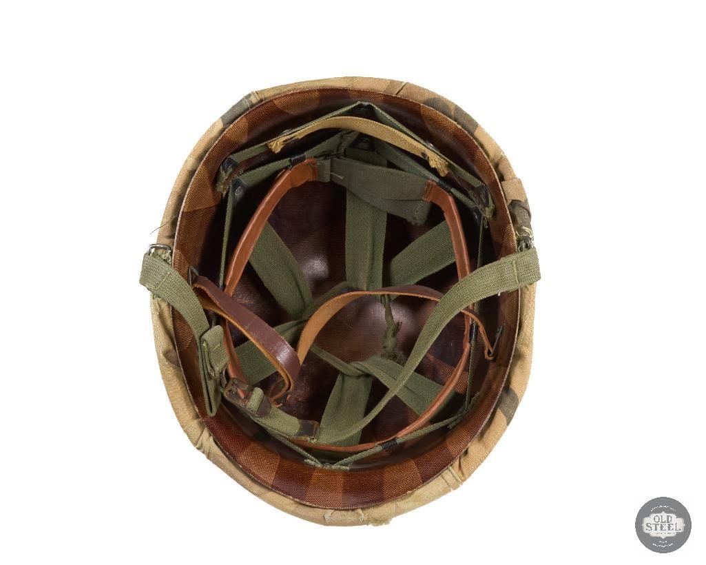 US Korean War M1 Mitchel Helmet with CAPAC 1950s Liner and Reversible Camo Cover - 5