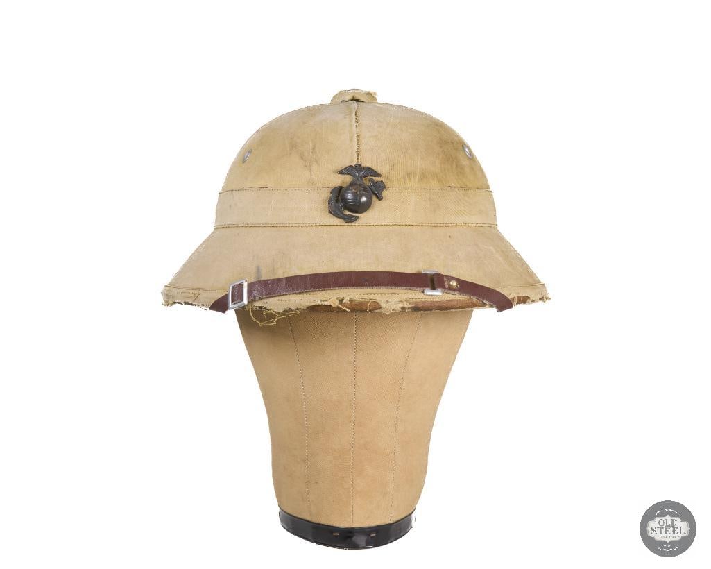 Pre-Cold War USMC Pressed Fiber Hat Range Instructors Hat Pith Helmet - 2