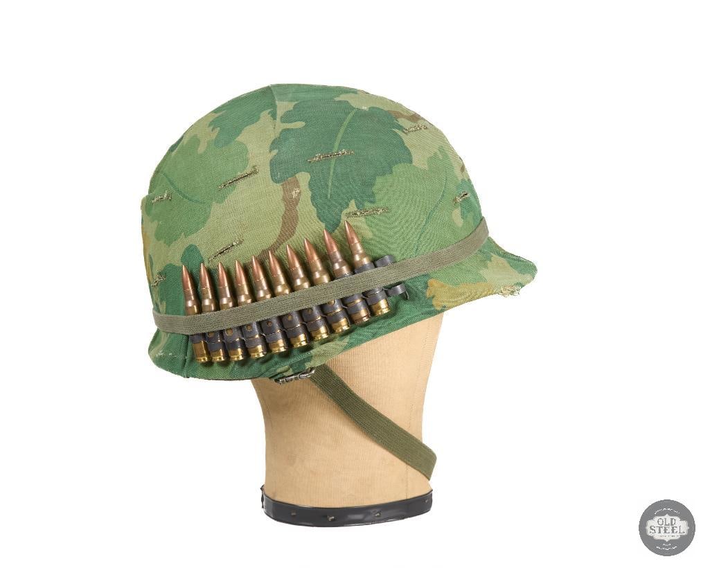 US M1 Vietnam War Helmet with Decorative Embellishments in Band - 3