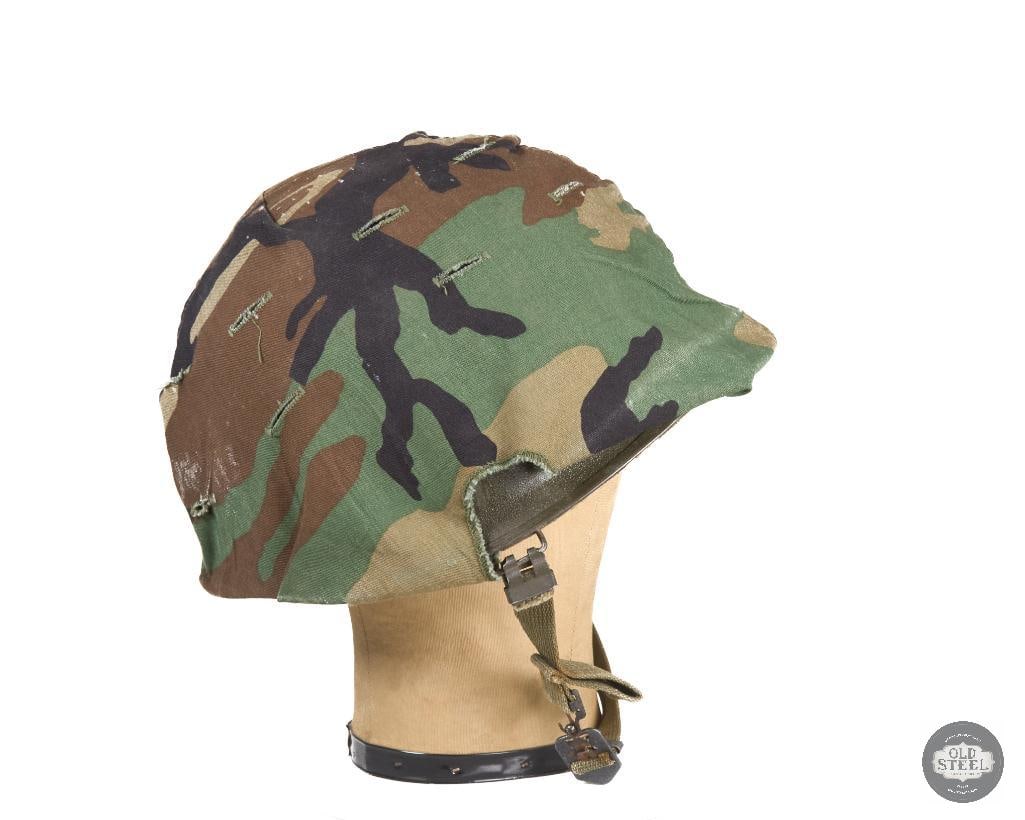US M1 Helmet with 1980's M81 Woodland Camo Cover Vietnam War - 3