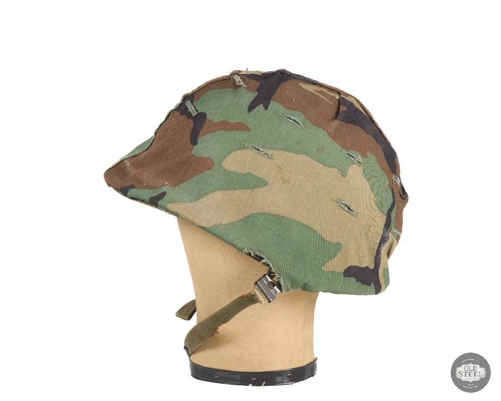 US M1 Helmet with 1980's M81 Woodland Camo Cover Vietnam War - 4