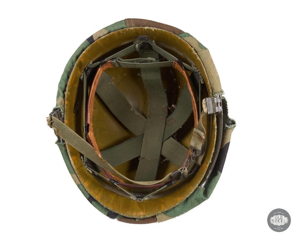 US M1 Helmet with 1980's M81 Woodland Camo Cover Vietnam War - 5