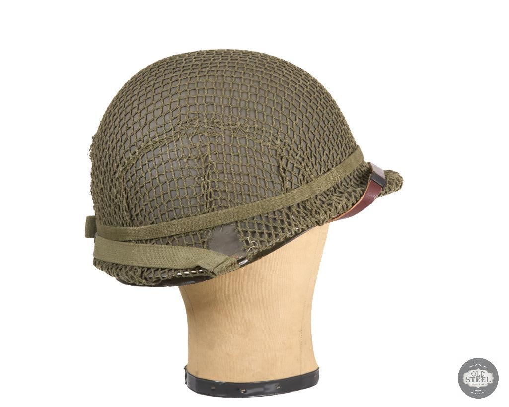US M1 Helmet WWII with Netting Cover and Westinghouse Liner - 3