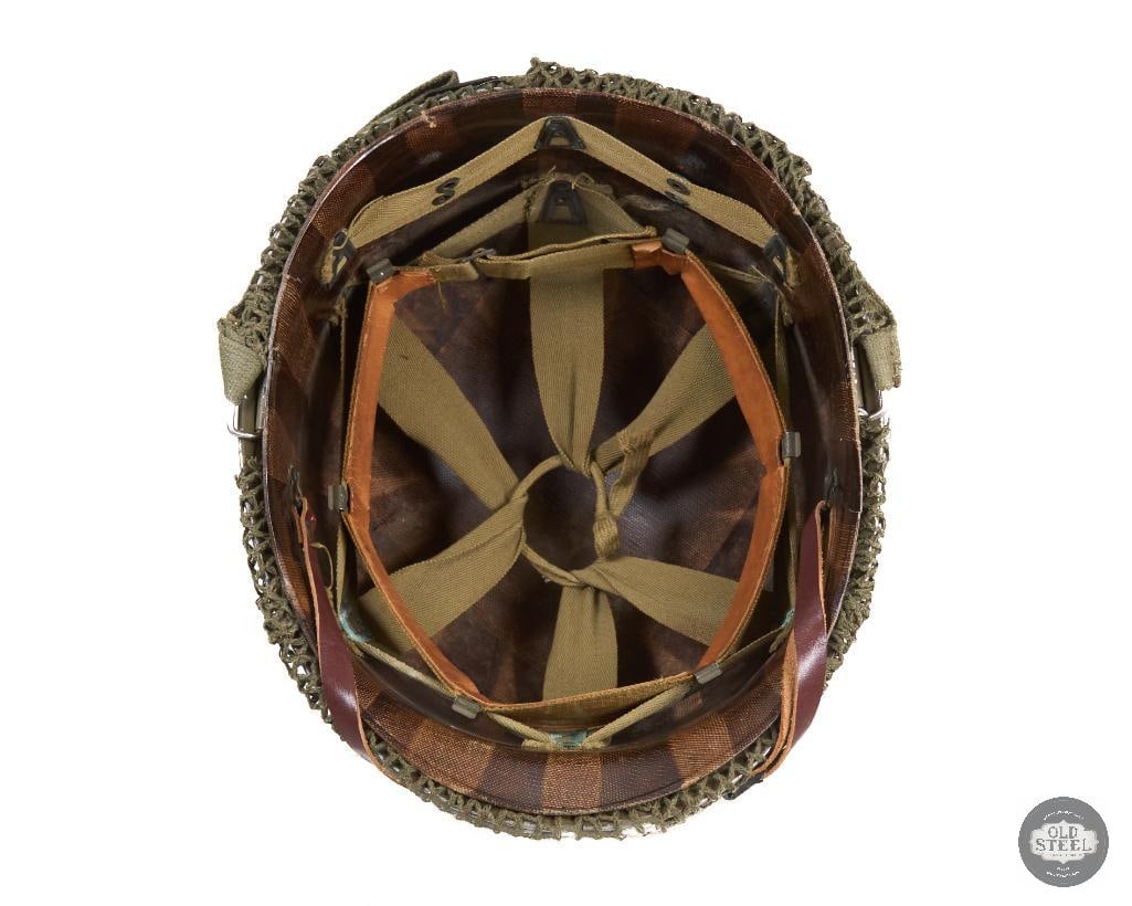 US M1 Helmet WWII with Netting Cover and Westinghouse Liner - 5