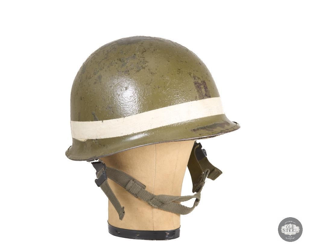 US Captain's M1 Helmet Korean War with Westinghouse Liner: US Captain's M1 Helmet with Westinghouse Liner from teh Korean War THIS ITEM IS AS PICTURED WITH NO FURTHER ATTACHMENTS. ALL SALES ARE FINAL. PLEASE R