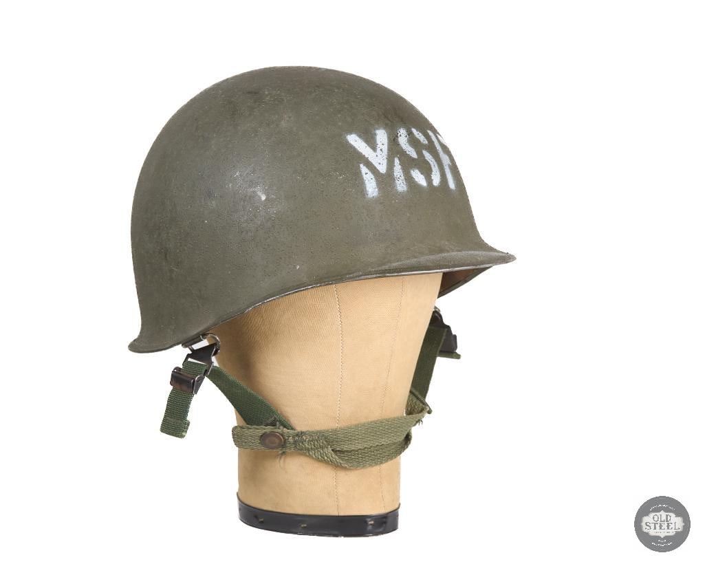 US M1 Helmet No Headband Westinghouse Liner Vietnam War: US M1 Helmet No Headband Westinghouse Liner. 281 B heat stamped, rear seam, McCord shell. THIS ITEM IS AS PICTURED WITH NO FURTHER ATTACHMENTS. ALL SALES ARE FINAL. PLEASE REFER TO THE AUCTION