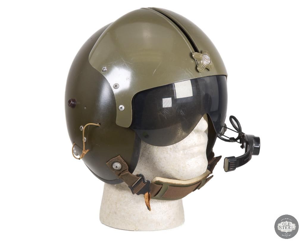 US APH-5 Vietnam War Flight Helmet: Non functional APH-5flight helmet from the Vietnam War. Wire to headset and microphone are cut. Year of manufacture not marked on tag. Medium Size. THIS ITEM IS AS PICTURED WITH NO