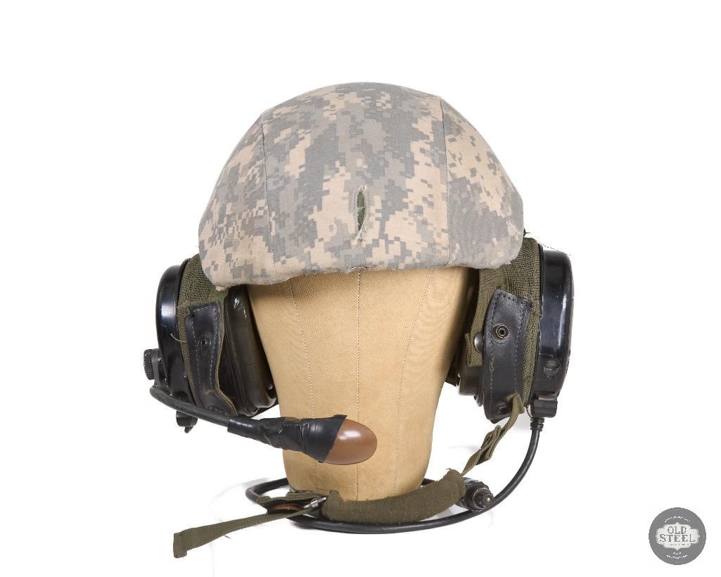 US Army Combat Vehicle Crew Helmet with Headset and Microphone - 2