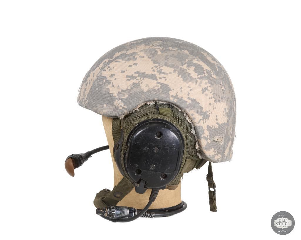 US Army Combat Vehicle Crew Helmet with Headset and Microphone - 4