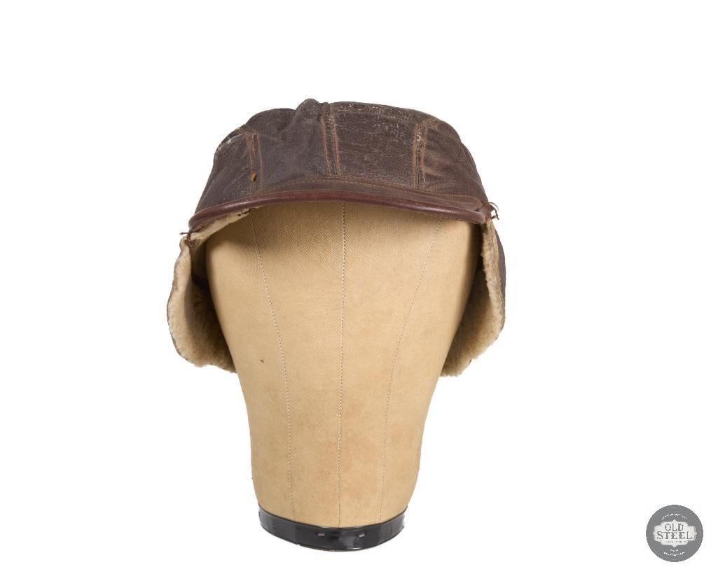 Original U.S. WWII Army Air Forces B-2 Gunner & Air Crew Shearling Leather Billed Cap - 4