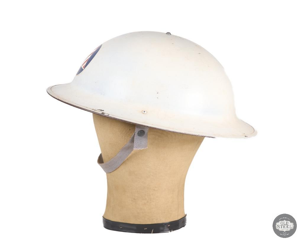 Original U.S. WWII M1917A1 Kelly Civil Defense Helmet with Liner & Chinstrap - 3