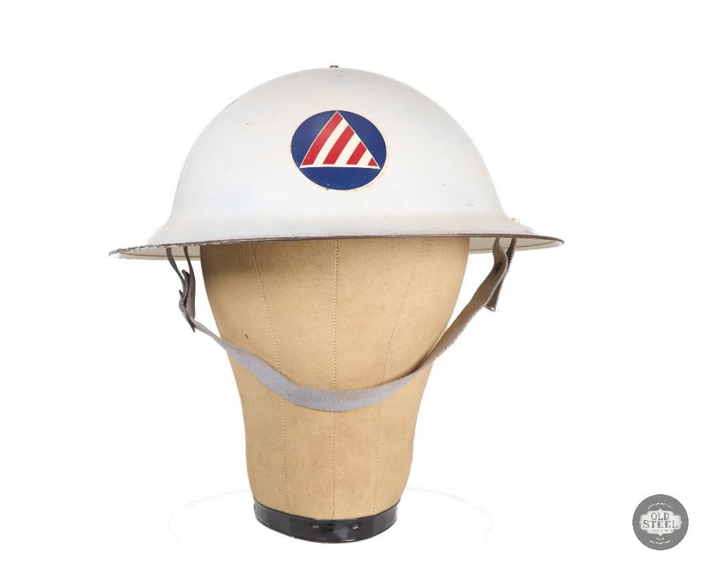 Original U.S. WWII M1917A1 Kelly Civil Defense Helmet with Liner & Chinstrap - 4