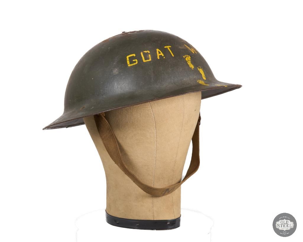 British WWI Mk I 'Goat Walker' Brodie Helmet: British WWI Mk I 'Goat Walker' Brodie Helmet THIS ITEM IS AS PICTURED WITH NO FURTHER ATTACHMENTS. ALL SALES ARE FINAL. PLEASE REFER TO THE AUCTION DESCRIPTION, LOT #1 DESCRIPTION AND