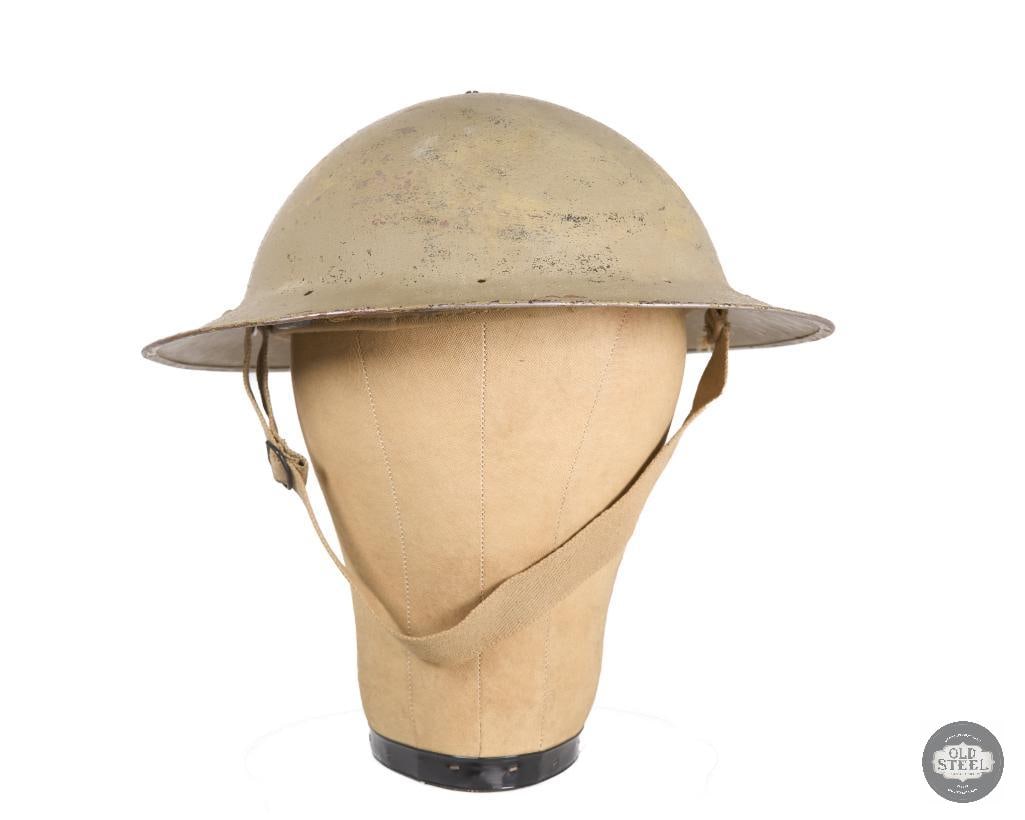 British Mk II South African Theater Helmet WWII with Neck Cover Mounting Holes on Brim - 2