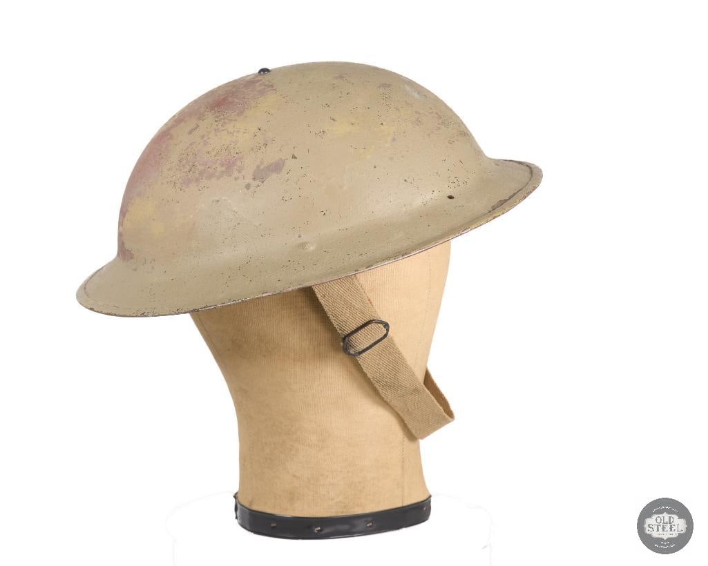British Mk II South African Theater Helmet WWII with Neck Cover Mounting Holes on Brim - 3