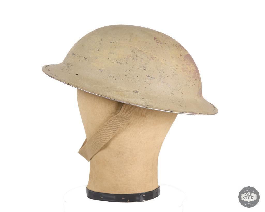 British Mk II South African Theater Helmet WWII with Neck Cover Mounting Holes on Brim - 4