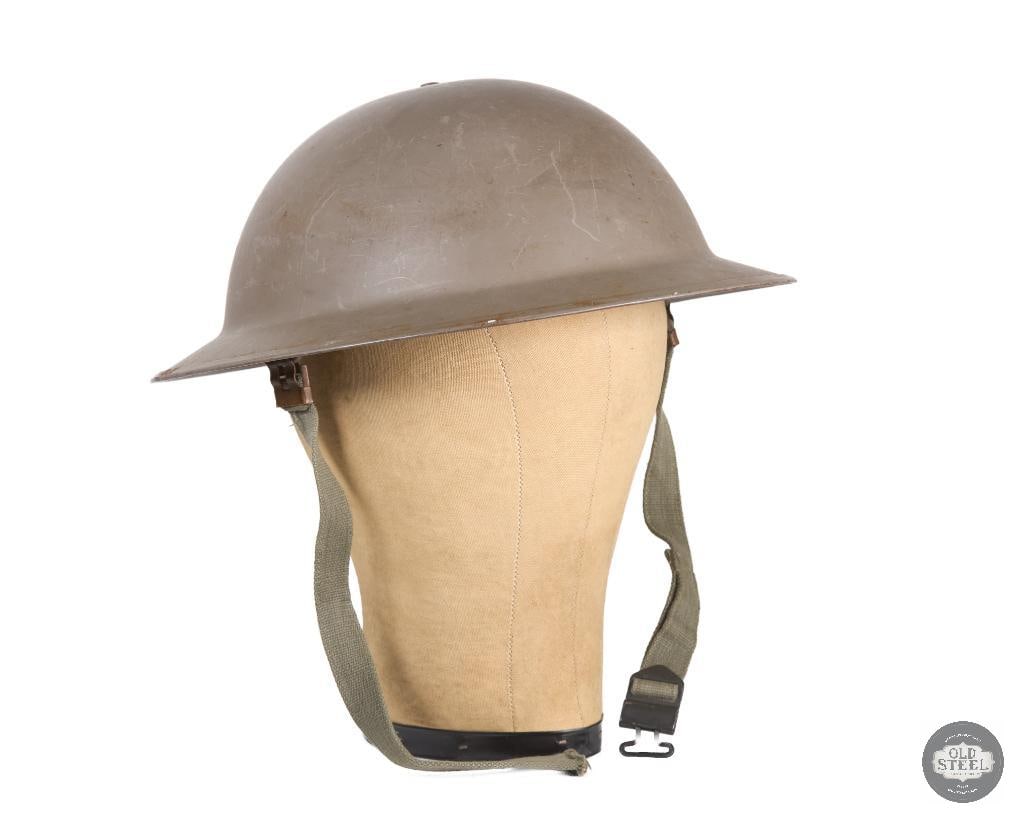 Dutch Brodie Mk II Helmet WWII with Liner and Chinstrap: Dutch Brodie Mk II Helmet WWII with Liner and Chinstrap. Marked B56 1SLN on rim. THIS ITEM IS AS PICTURED WITH NO FURTHER ATTACHMENTS. ALL SALES ARE FINAL. PLEASE REFER TO THE AUCTION