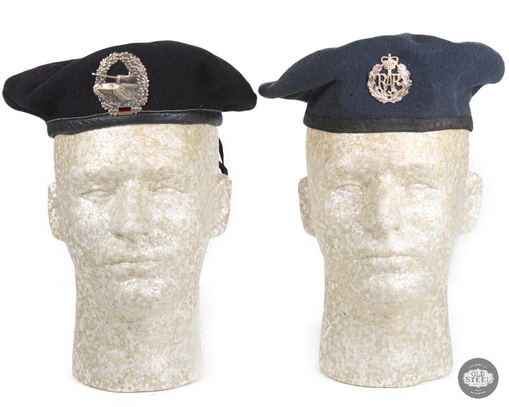 Vintage West German Bundeswehr Tanker's Beret 1979 and British Royal Air Force Beret: Vintage West German Bundeswehr Tanker's Beret 1979 and British Royal Air Force Beret THIS ITEM IS AS PICTURED WITH NO FURTHER ATTACHMENTS. ALL SALES ARE FINAL. PLEASE REFER TO THE AUCTION