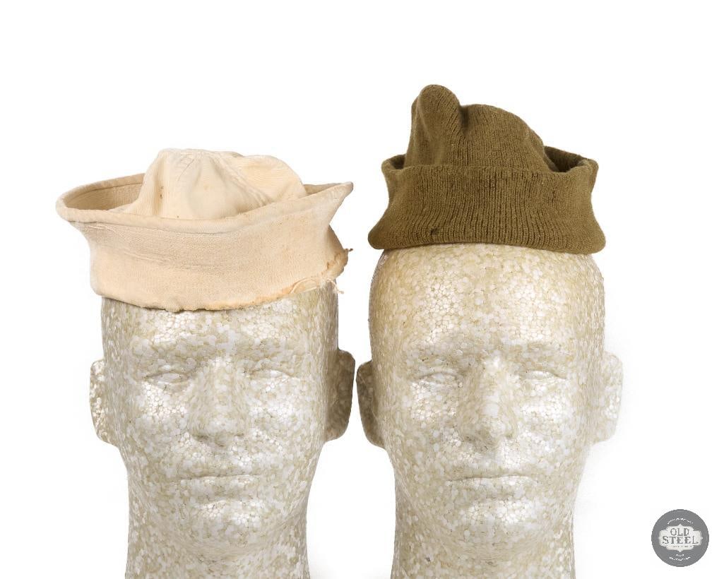 Korean War Dixie Cup Naval Cap and Wool Watch Cap - 2