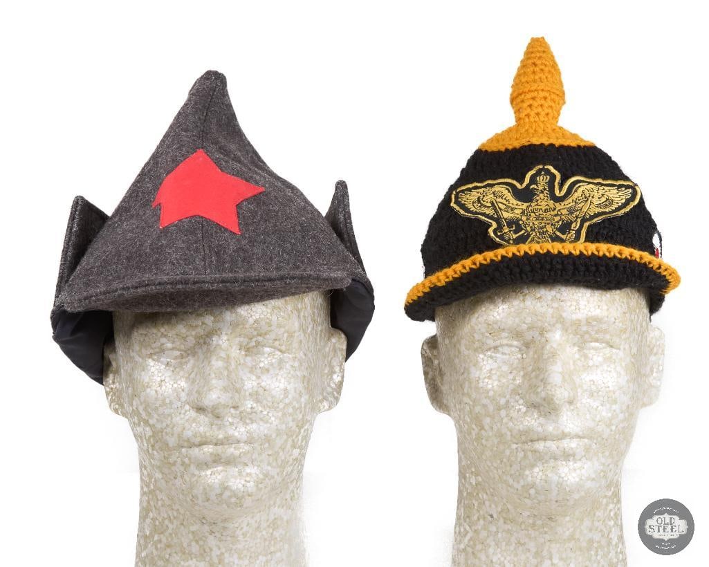 Soviet Budenovka Cap and Knit Pickelhaube Helmet Hat - 2