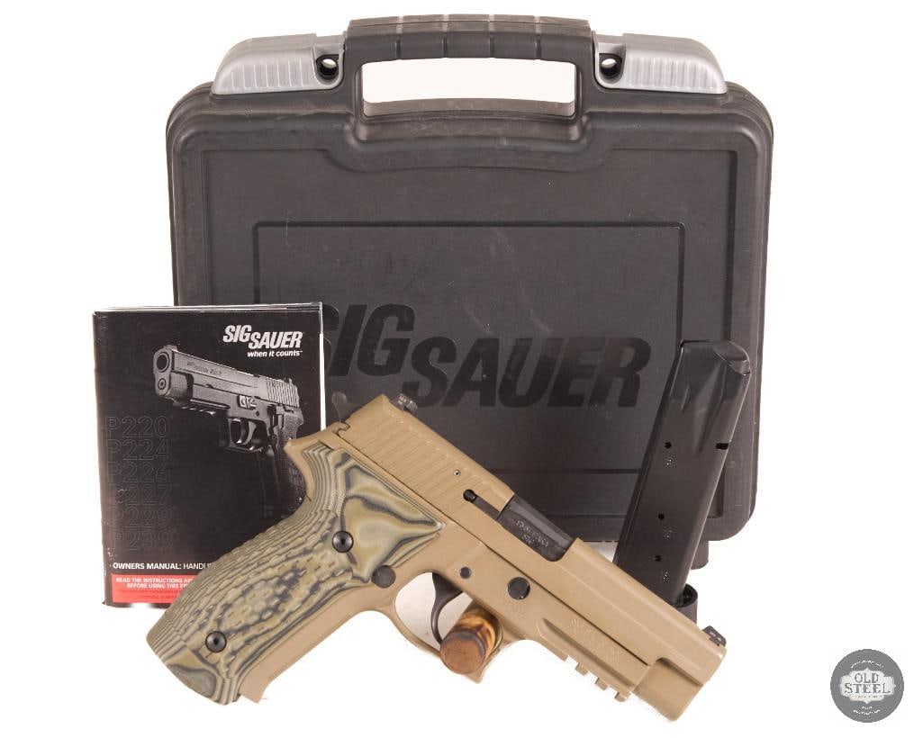 Sig Sauer P226 MK-25-D 9mm MK25 FDE Tan Semi Automatic Pistol with Box: Up for auction is a Sig Sauer MK-25-D semi-automatic handgun chambered in 9x19mm. This one comes in its original box with foam, manual, and safety documents. It has one 13-round magazine with a