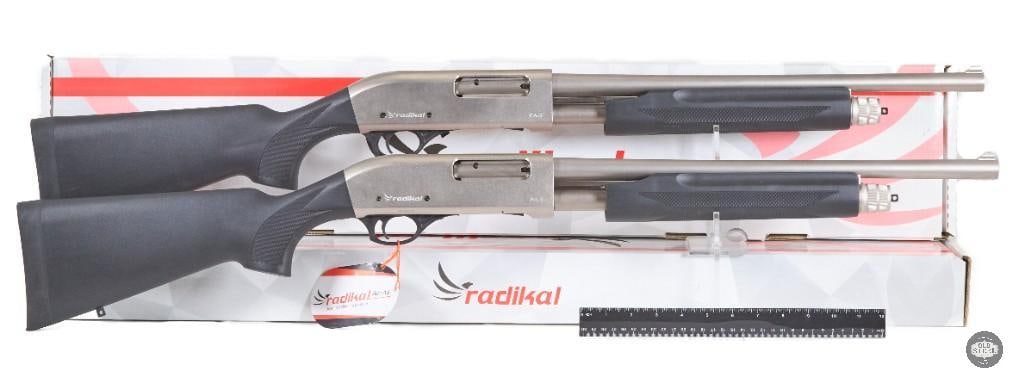 Lot of 2 Radikal Arms GPA3 Shotguns 20 Gauge with Boxes: This lot includes two Radikal Arms GPA3 shotguns chambered in 20 gauge, each accompanied by its original box. The GPA3 features a compact, modern shotgun design intended for sporting, range use, and