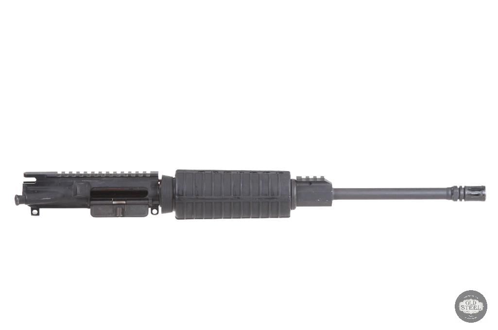 AR15 5.56 NATO Upper Receiver 16" Barrel Carbine Gas Assembly: Up for auction is an AR-15 upper receiver assembly chambered in 5.56 NATO. Featuring a 16-inch barrel and a proven carbine-length gas system, this upper offers the reliability, versatility, and