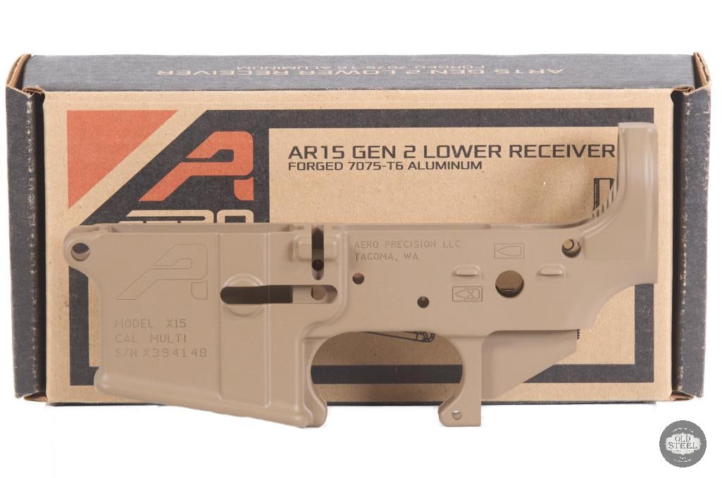 Aero Precision X15 Stripped Lower Receiver FDE AR15 Lower: Up for auction is an Aero Precision X15 Stripped Lower Receiver finished in Flat Dark Earth (FDE). Manufactured by one of the most respected names in the AR industry, this receiver provides an
