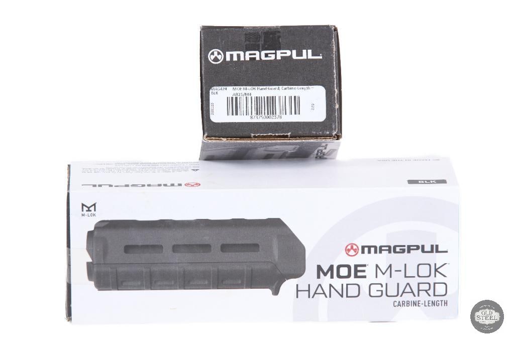 Lot of 2 Magpul MOE M-LOK Carbine Length Handguards Black AR15 Furniture: This lot includes two Magpul MOE M-LOK carbine-length handguards in black, offering a lightweight, durable, and highly functional upgrade for AR-15 carbines equipped with a front sight base and