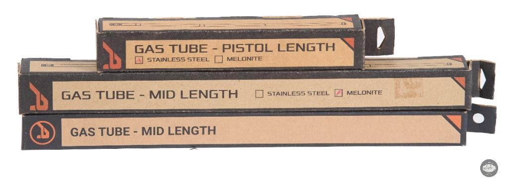Lot of 3 AR15 Gas Tubes Includes Pistol Length & Mid-Length Gas Tubes: This lot includes three AR15 gas tubes, featuring both pistol-length and mid-length configurations to support a variety of AR build projects. Gas tubes play a critical role in the direct impingement o